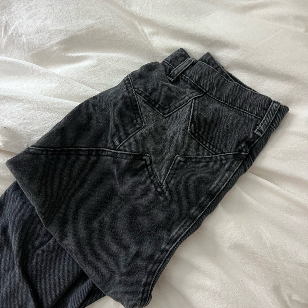 Reformation Black Star-Back High-Waist Jeans